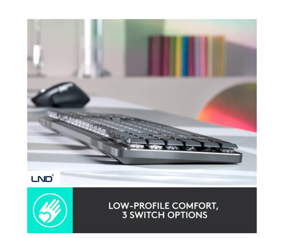 Logitech MX Mechanical wireless illuminated keyboard with low-profile mechanical keys