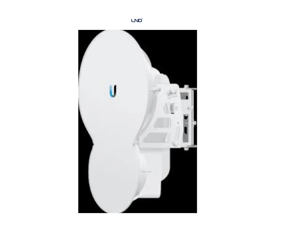 Ubiquiti airFiber 24 outdoor wireless bridge dish antenna side profile with mounting bracket for long-range point-to-point connectivity