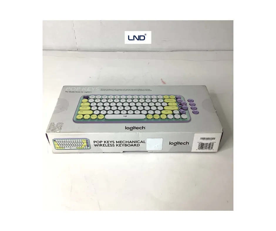 Logitech POP Keys mechanical wireless keyboard angled view with round keys